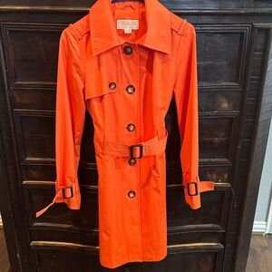 MICHAEL Michael Kors Gorgeous Bright Orange Trench Coat NWOT